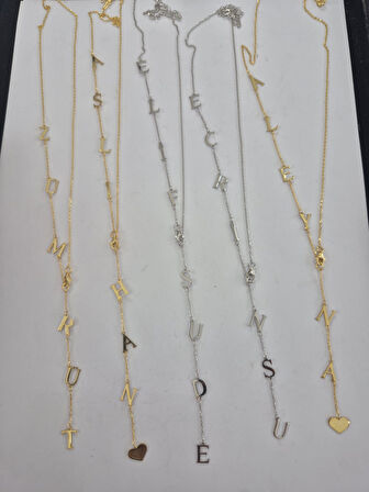 925 ayar papatya silver özel kalpli isim kolye.rose,gold,rodaj,