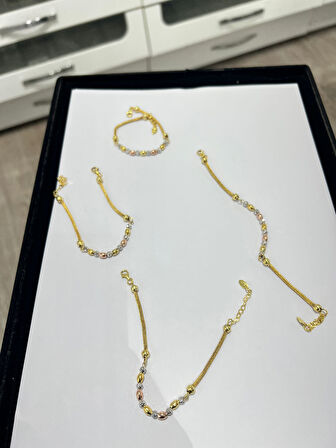 925 ayar papatya silver gümüş .Üç renk kalze bileklik.kayze bileklik.dorika zincir bileklik.rose,gold,rodaj