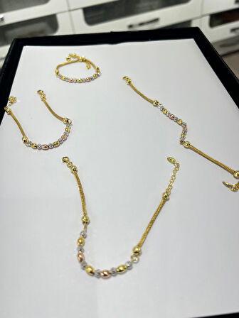 925 ayar papatya silver gümüş .Üç renk kalze bileklik.kayze bileklik.dorika zincir bileklik.rose,gold,rodaj