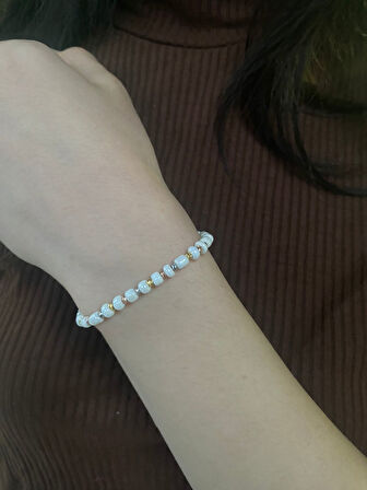 925 ayar papatya silver incili bileklik.rose.gold.rodaj.