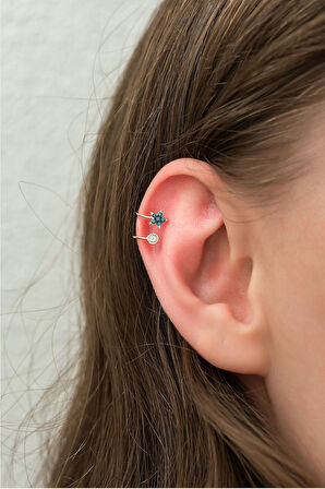 925 AYAR papatya silver firuze taşlı yıldız kırırdak küpe.rose.gold.rodaj