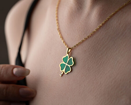 925 ayar pırlanta yonca kolye<rose,gold,rodaj<gümüş kolye