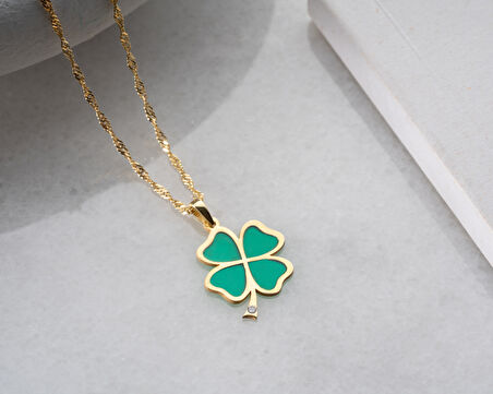 925 ayar pırlanta yonca kolye<rose,gold,rodaj<gümüş kolye