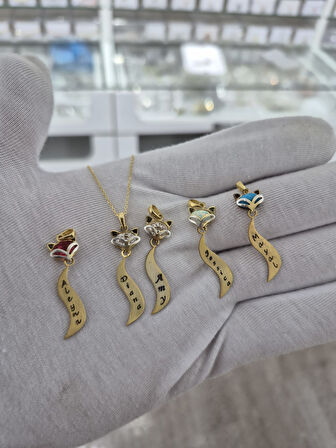 925 AYAR, papatya silver,tilki kolye,kişiye özel kolye,opal tilki kolye,doğum taşı kolye.rose.gold.rodaj 