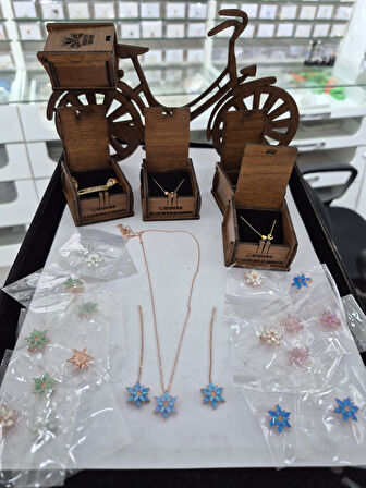 925 AYAR papatya silver turkuaz opal küpe,kolye set.opal takım.manolya set.rose.gold.rodaj