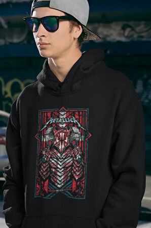 Metallica Baskılı Unisex Oversize Rock Metal Hoodie