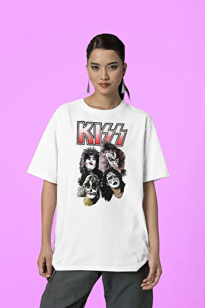 Oversize Kiss Rock Metal Müzik Grubu Baskılı Unisex Tişört