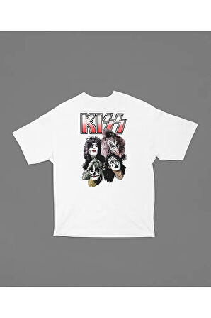 Oversize Kiss Rock Metal Müzik Grubu Baskılı Unisex Tişört