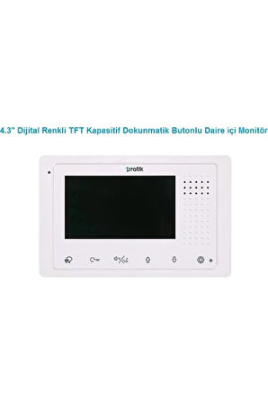 4.3 İnç Dijital Renkli Tft Dokunmatik Butonlu Daire içi Pratik Kart model Monitör