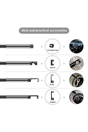 4.3 İnç Ekran 5 Metre Endüstriyel Endoskop HD Yılan Kamera (Tek Lens 8 LED Işık) 