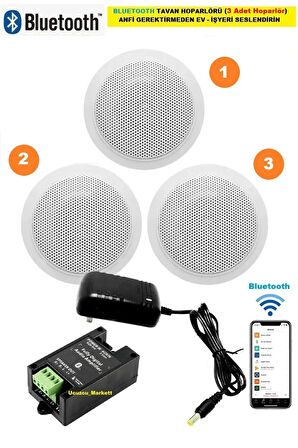 TAVAN HOPARLÖR SETİ BLUETOOTH ÖZELLİKLİ (3 TAVAN HOPARLÖR) ANFİ KULLANMADAN EV-İŞYERİNİ SESLENDİRİN