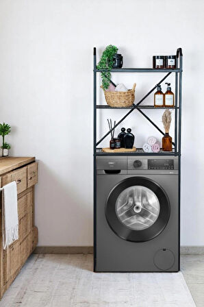METAL AYAKLI 3 RAFLI BANYO RAFI ÇAMAŞIR MAKİNESİ ÜSTÜ DEKORATİF RAF ASKILIK ORGANİZER 