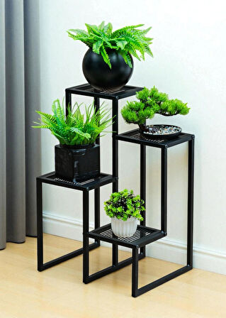 DEKORATİF METAL 4 RAFLI SAKSILIK KATLI DİKEY SAKSI STANDI ÇİÇEKLİK BAHÇE VE BALKON DEKORU GARDEN