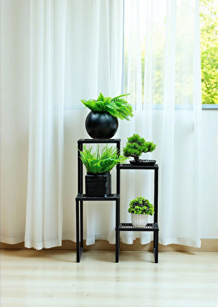 DEKORATİF METAL 4 RAFLI SAKSILIK KATLI DİKEY SAKSI STANDI ÇİÇEKLİK BAHÇE VE BALKON DEKORU GARDEN