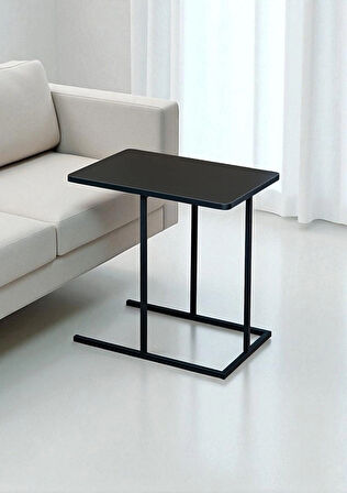 DEKORATİF SİYAH METAL YAN SEHPA AHŞAP RAFLI KOLTUK YANI SERVİS SEHPASI ÇOK AMAÇLI ZİGON C SEHPA