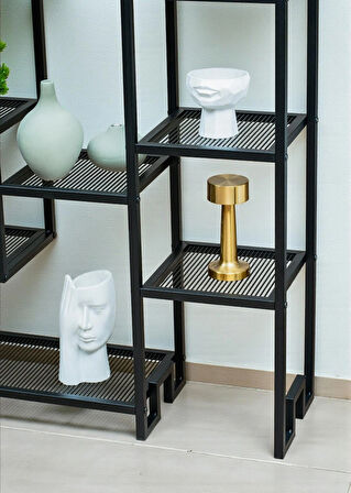 DEKORATİF SİYAH METAL KİTAPLIK 12 RAFLI ÜNİTE ÇOK AMAÇLI STAND SALON VE ÇALIŞMA ODASI DÜZENLEYİCİ