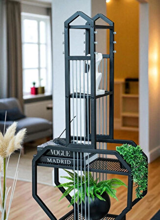 DEKORATİF SİYAH METAL KİTAPLIK RAFLI GİTAR ÜNİTE ÇOK AMAÇLI SALON OFİS DÜZENLEYİCİ