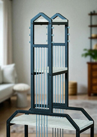 DEKORATİF SİYAH METAL KİTAPLIK BEYAZ AHŞAP RAFLI GİTAR ÜNİTE ÇOK AMAÇLI SALON OFİS DÜZENLEYİCİ