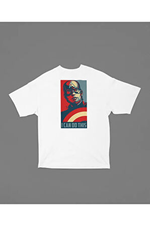 I Can Do This Baskılı Unisex Oversize Kaptan Amerika Tişört
