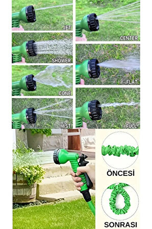 7 Fonksiyonlu Uzayan Hortum l Araç yıkama l Bahçe Sulama l İlaçlama l Yıkama Hortumu 15 m