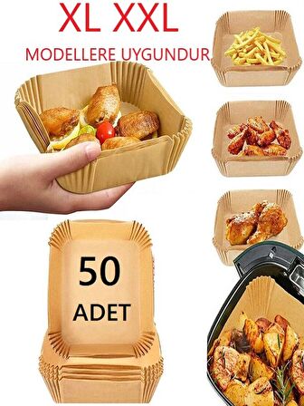 Xl Xxl Modeller Için Airfryer Pişirme Kağıdı Fritöz Yağlı Kağıt 50 Adet Büyük Airfryerler Için Uygun