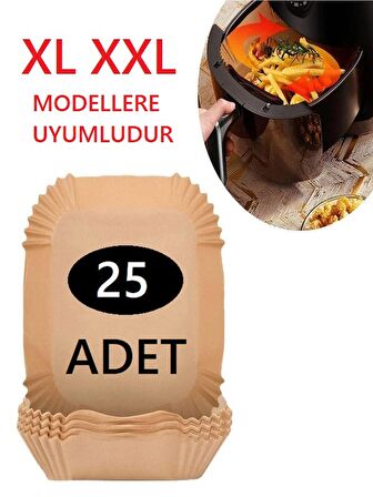 Büyük Boy Fritöz Pişirme Kağıdı Air Fryer Xl-xxl Tüm Markalara Uygun Kare Tabak Model 25 adet