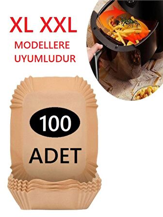 Büyük Boy Fritöz Pişirme Kağıdı Air Fryer Xl-xxl Tüm Markalara Uygun Kare Tabak Model 100 adet