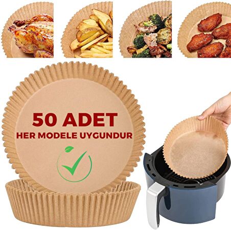 Airfryer Pişirme Kağıdı 50 Adet Hava Fritözü Kare Model Pişirme Kağıdı Airfryer Yağsız Firitöz