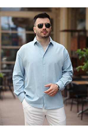 Erkek Relax Fit Muslin/Keten Gömlek