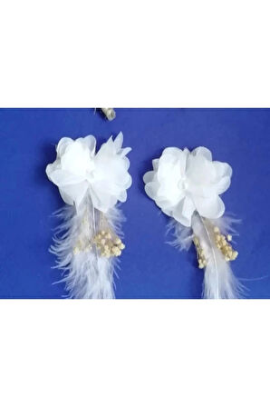 Kadın Ekru Gelin Küpesi Lazer Gül Ve Kuru Çiçekli Gelin Küpesi