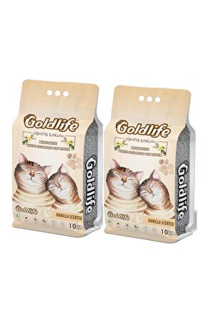 GOLDLİFE Premium Vanilya Kokulu Kedi Kumu 10 Lt X 2 Adet