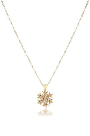 Zirkon Kar Tanesi Kolye GOLD 45cm