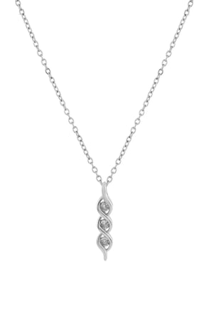 Üçlü Sarmal Zirkon Kolye SILVER 45 cm