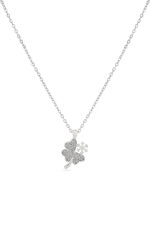 Kar Tanesi Yonca Zirkon Kolye SILVER 45 cm