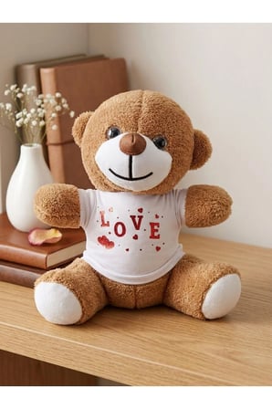 love Baskılı Tişörtlü Kahverengi Ayıcık