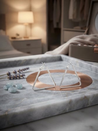 Valanti Art Üçgen Halka Küpe Gümüş Renk Minimalist Tasarım