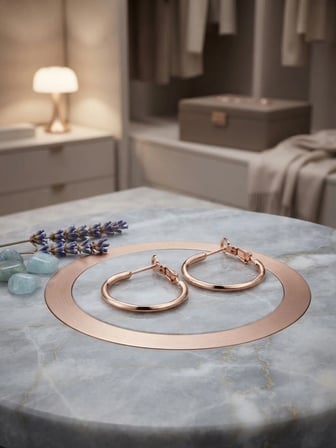 Valanti Art Halka Küpe Altın Renk Minimalist Tasarım