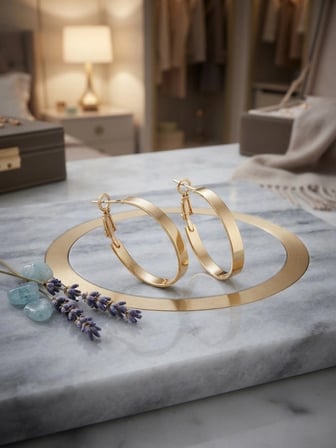 Valanti Art Halka Küpe Altın Renk Minimalist Tasarım