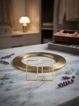 Valanti Art Kare Halka Küpe Altın Rengi Minimalist Tasarım