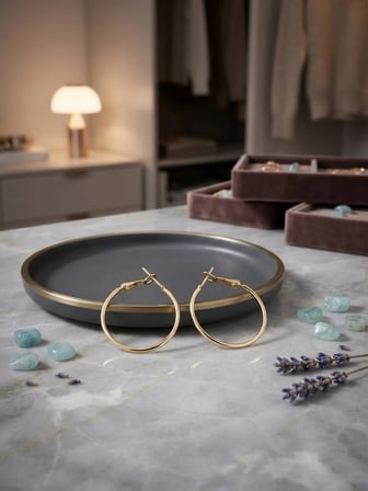 Valanti Art Halka Küpe Altın Renk Minimalist Tasarım