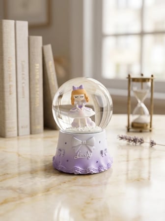 Valanti Art Kız Figürlü Cam Kar Küresi Lila 7 cm Dekoratif Hediyelik