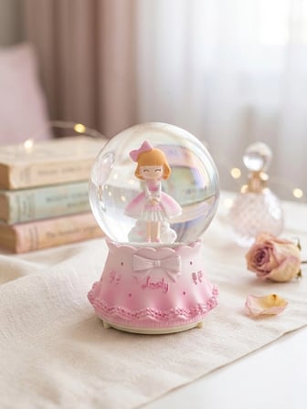 Valanti Art Kız Temalı Kar Küresi Pembe 13 cm