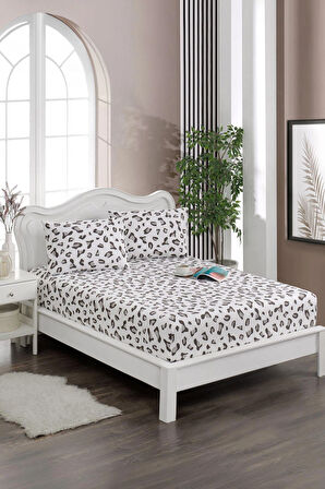 100x200 Leopar Desenli 1 Adet Yastık Kılıflı Lastikli Çarşaf