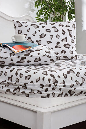 100x200 Leopar Desenli 1 Adet Yastık Kılıflı Lastikli Çarşaf