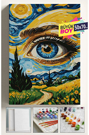 Sayılarla Boyama Seti Numaralı Tuval Fırça Boya Dahil Kasnaklı Set 50x70 Cm - VAN GOHG GÖZ