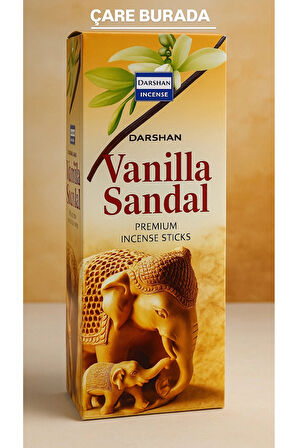 Darshan Incense - Vanilya & Sandal 20'li Çubuk Tütsü (Meditasyon & Derin Rahatlama)