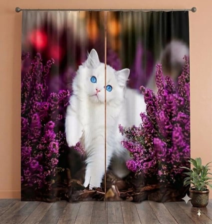 Özel Üretim Marka 240*280 Cm Çift Kanat Fon Perde Mikropetek Oda karanlığı Luxury Premium Kumaş Doku Deluxe Tüm Odalar ısı ses yalıtımlı leke tutmaz solmaz beyaz kedi lavanta siyah van kedisi