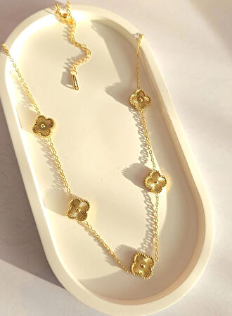 Çelik Kolye - Yonca Kolye - 316L Paslanmaz Çelik