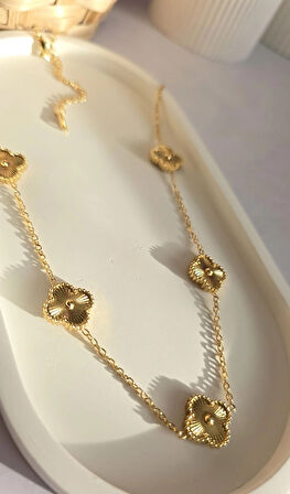 Çelik Kolye - Yonca Kolye - 316L Paslanmaz Çelik