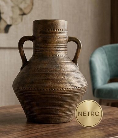 Kulplu Testi model büyük Dekoratif Vazo Seramik Şık Vazo El yapımı özel seri 30 cm